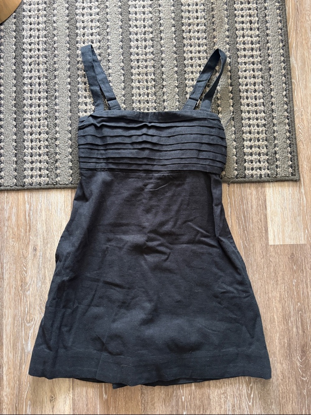Abercrombie & Fitch Black Ribbed Bust linen Tank Dress with Adjustable Straps